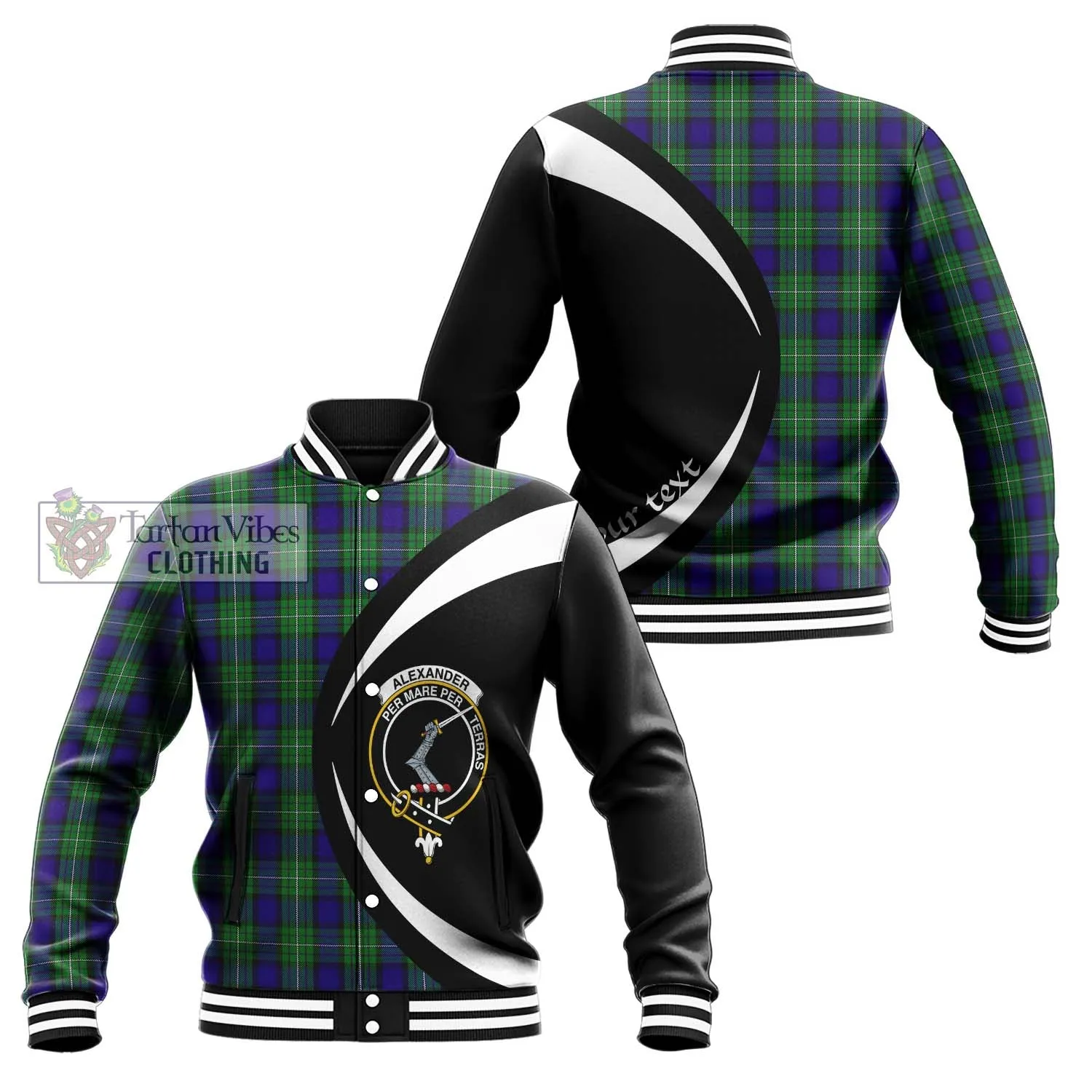 Alexander Tartan Baseball Jacket with Family Crest Circle Style