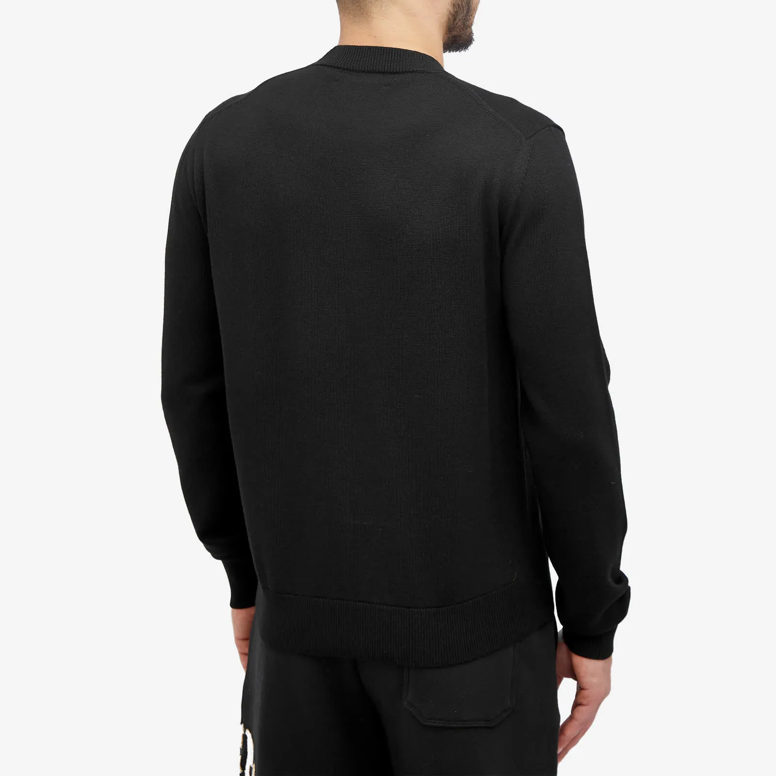 Amiri Smoke Logo Intarsia Crew Sweater, black