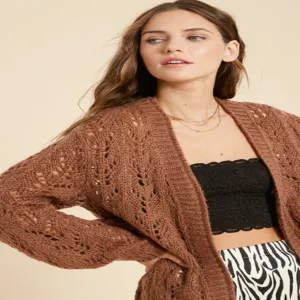 Burl Wood Crochet Cardigan