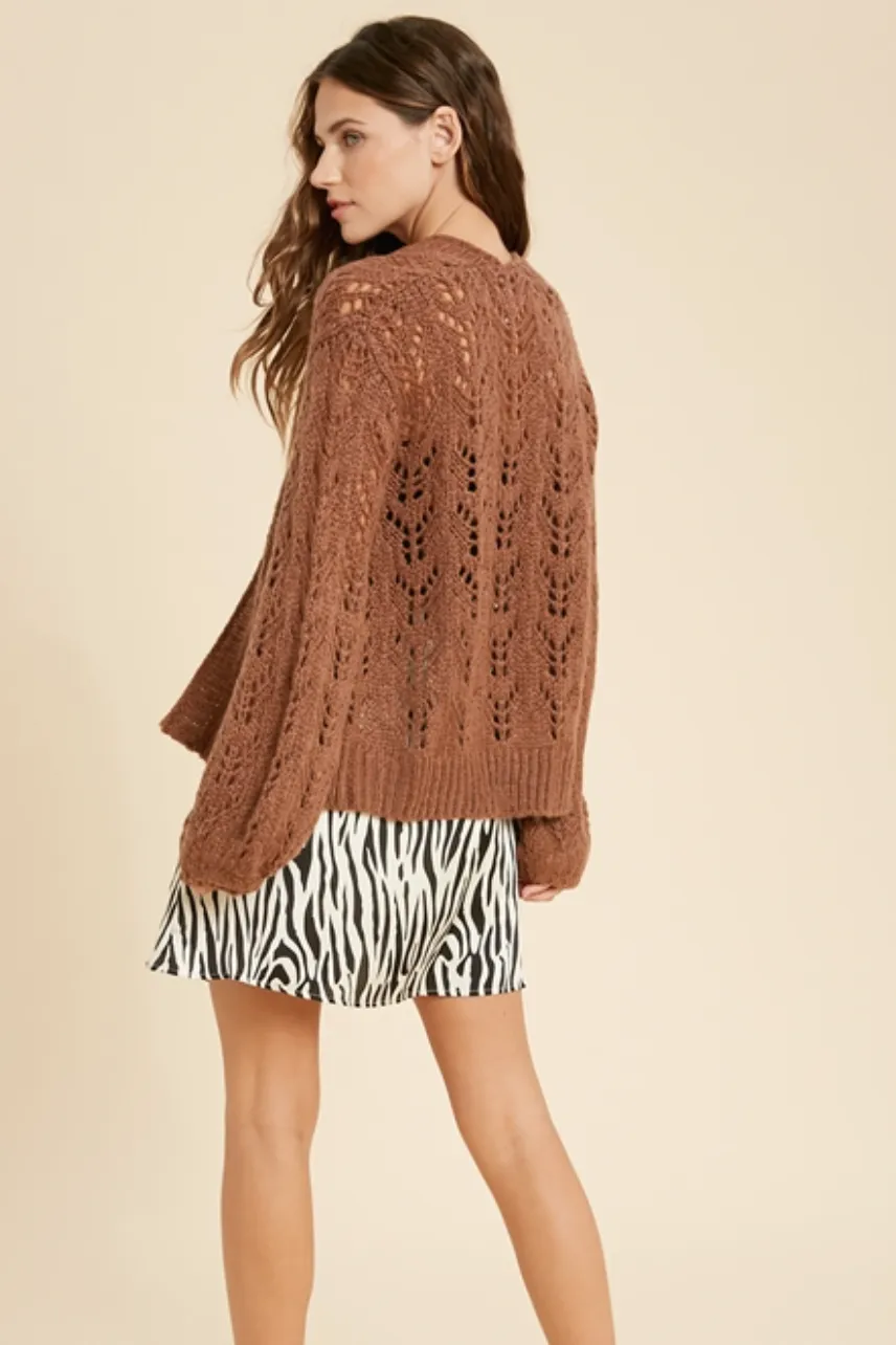 Burl Wood Crochet Cardigan