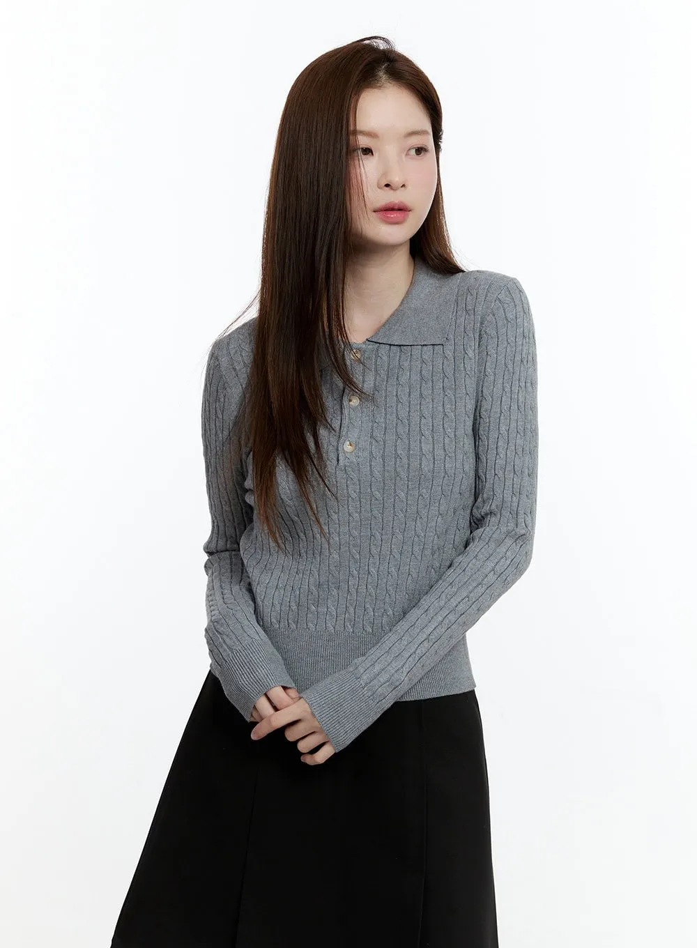 Cable Knit Collared Sweater CM521