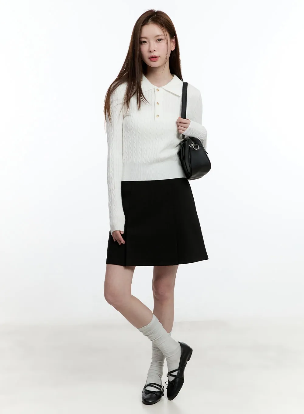 Cable Knit Collared Sweater CM521