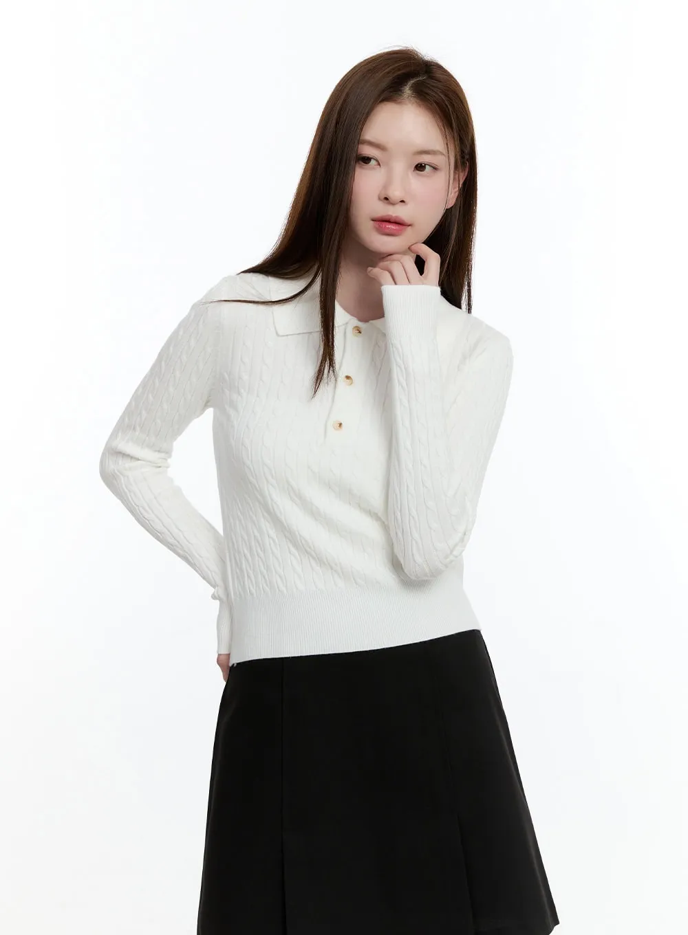Cable Knit Collared Sweater CM521