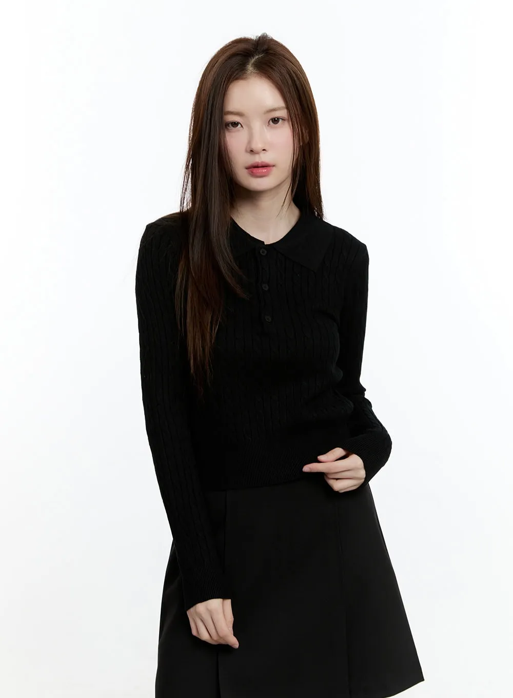 Cable Knit Collared Sweater CM521
