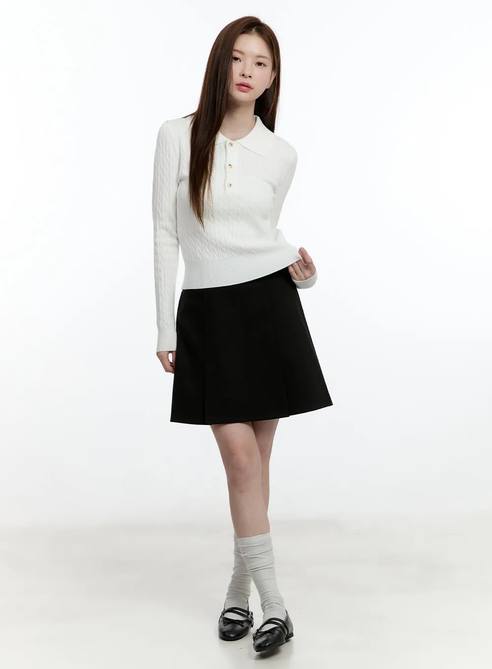 Cable Knit Collared Sweater CM521