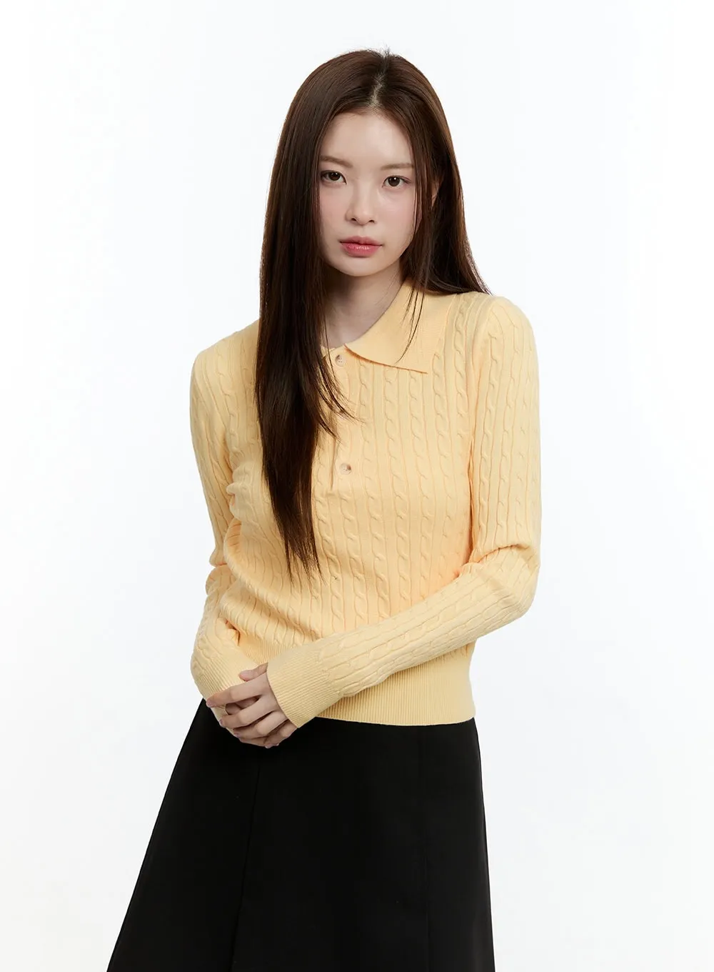 Cable Knit Collared Sweater CM521