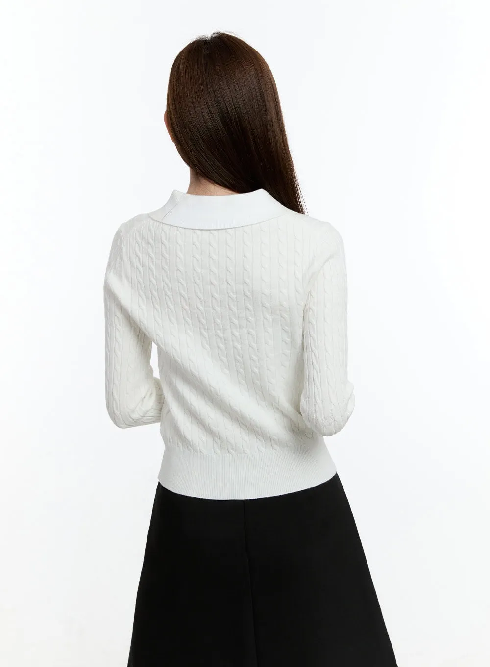 Cable Knit Collared Sweater CM521