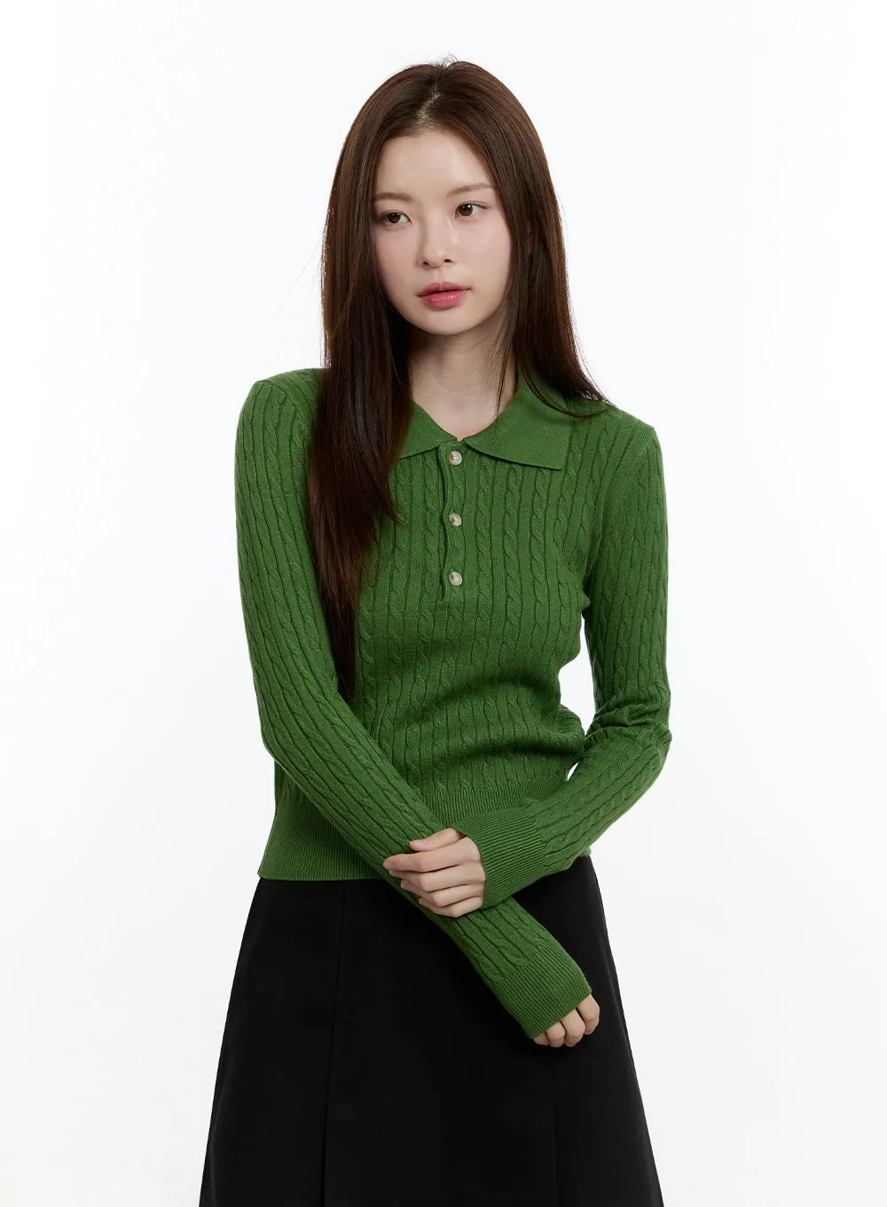 Cable Knit Collared Sweater CM521