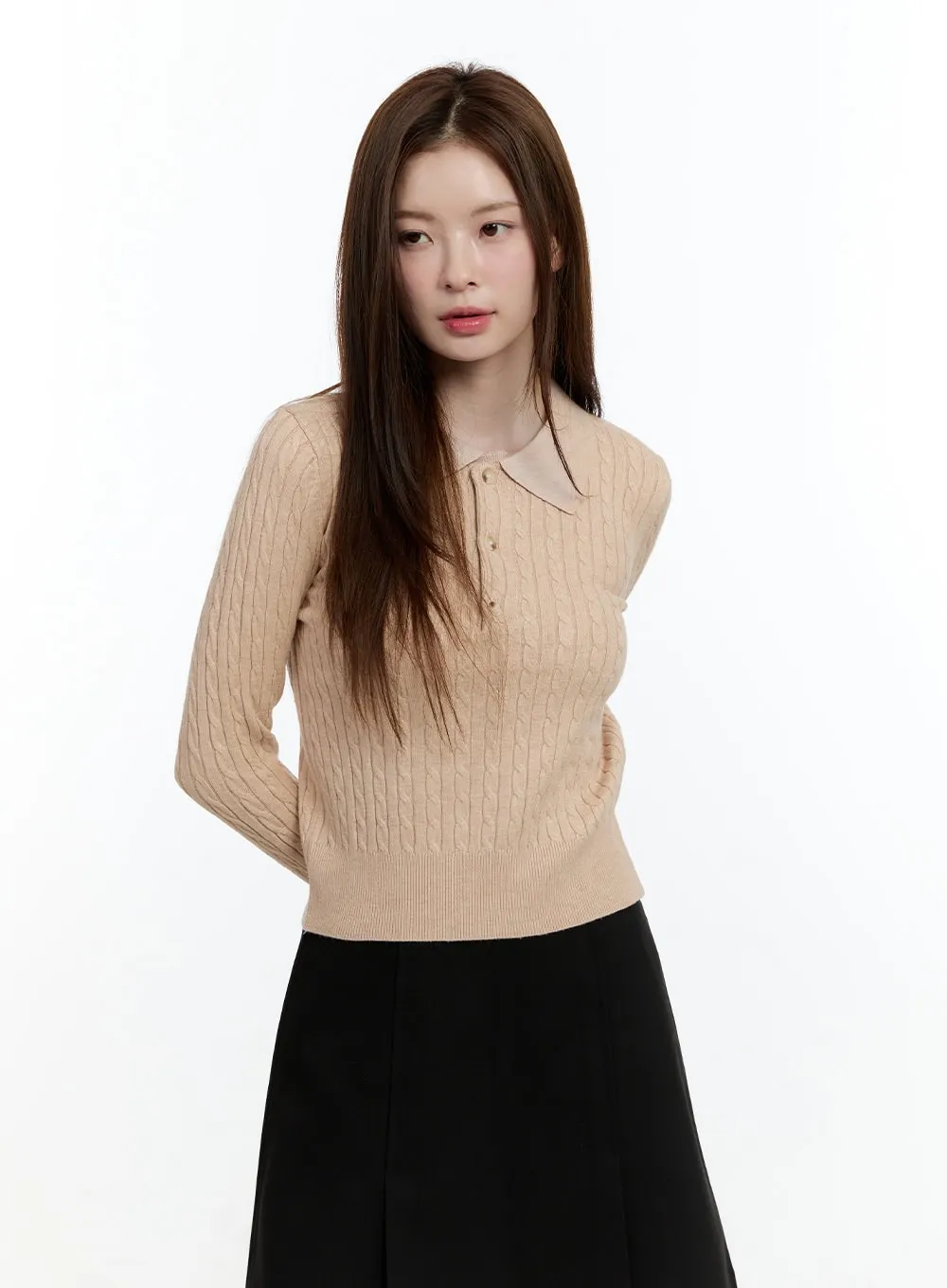 Cable Knit Collared Sweater CM521