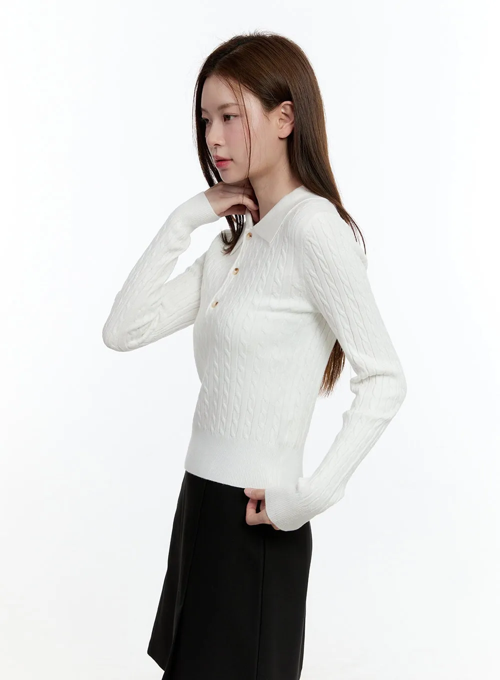 Cable Knit Collared Sweater CM521