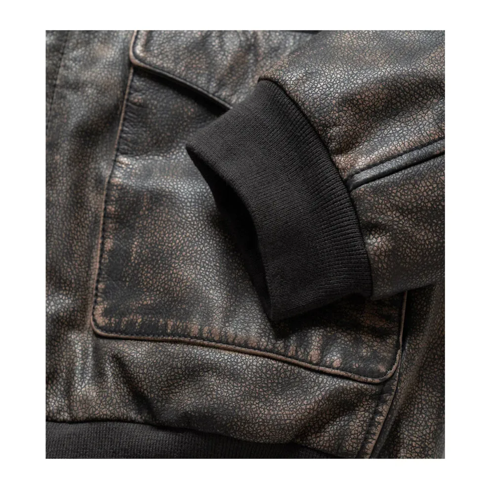 Cognac Dark Brown Bomber Leather Jacket