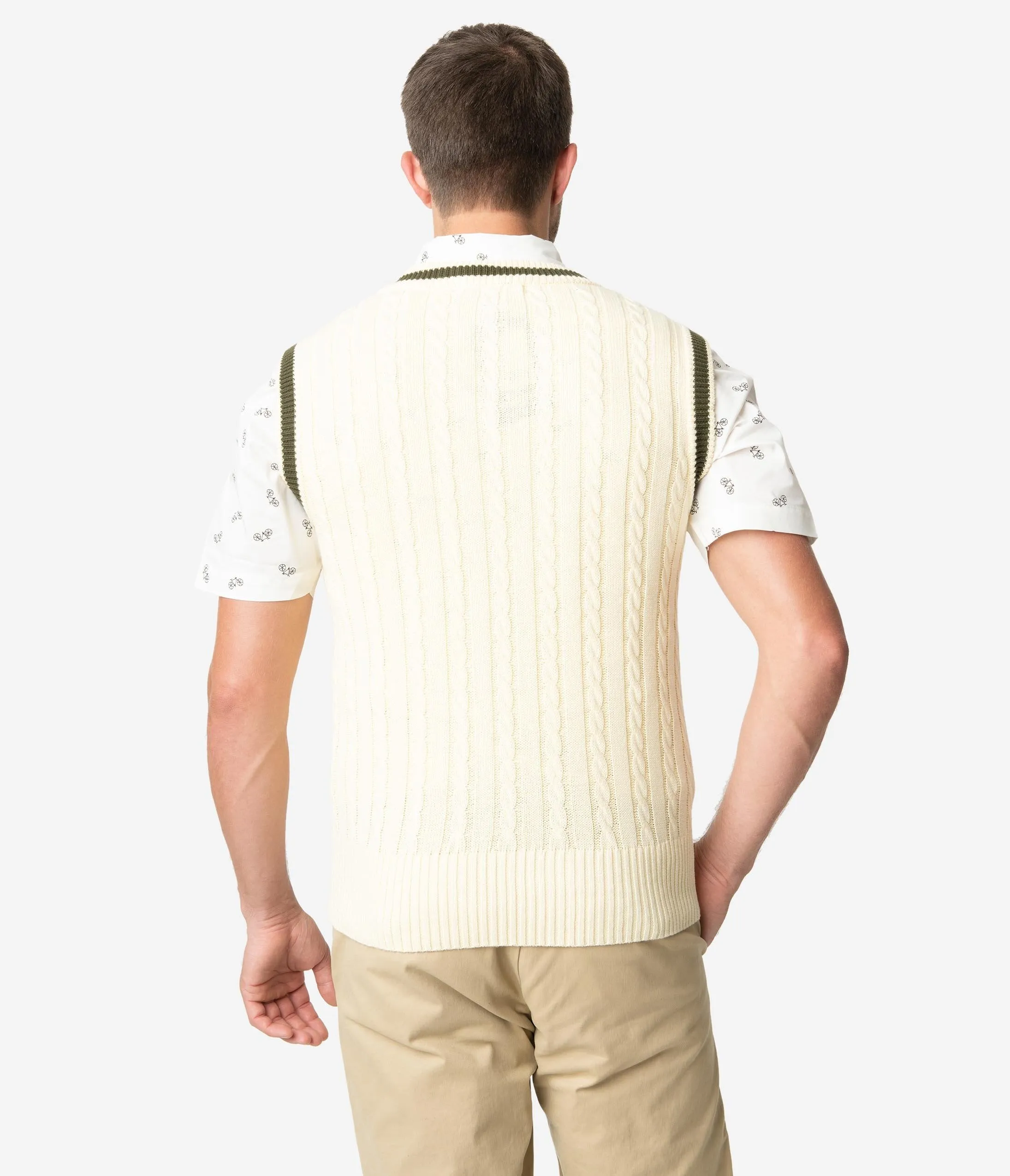 Collectif 1950s Cream Cable Knit Alex Mens Sweater Vest