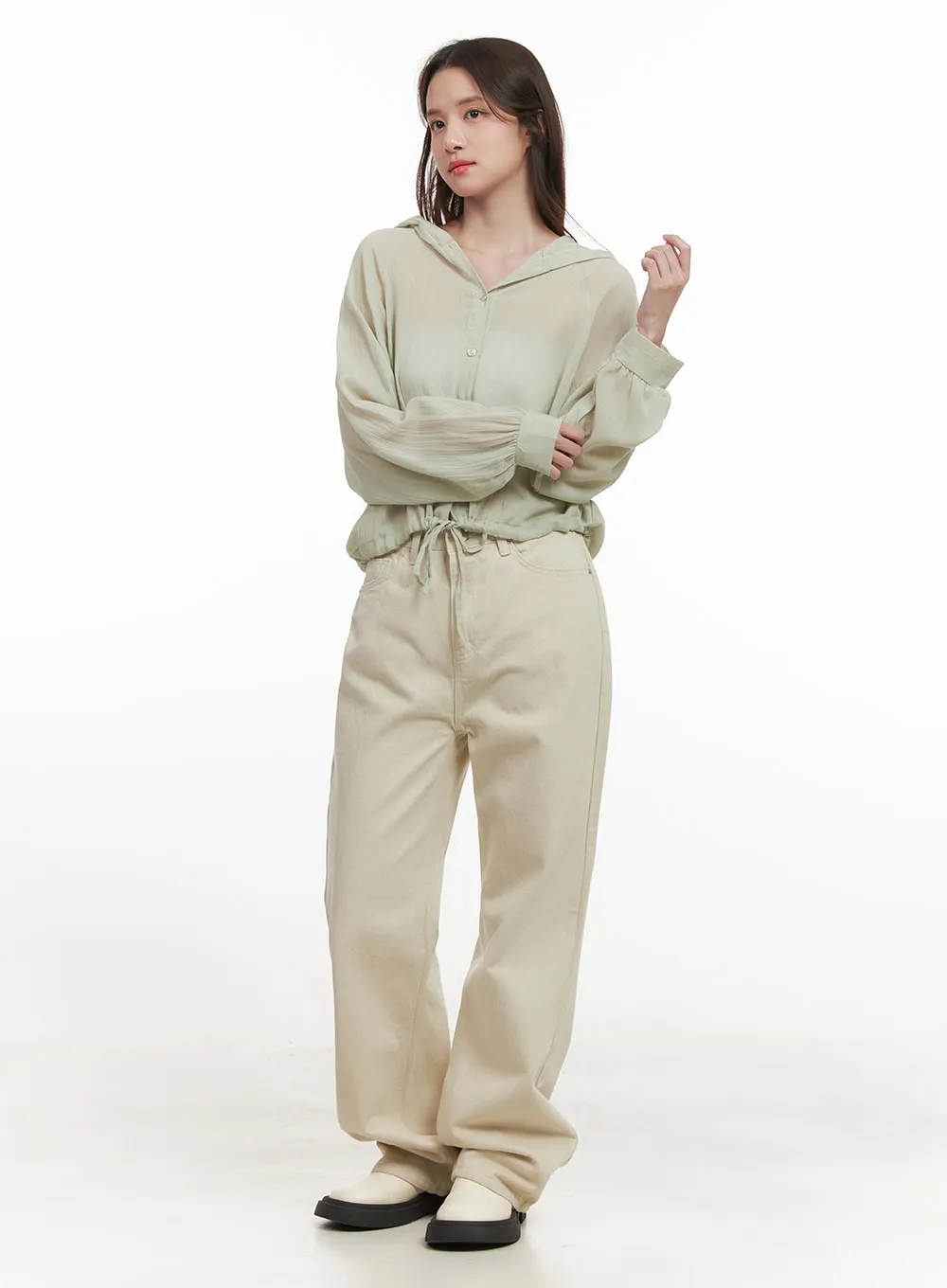 Fleece-Lined Wide-Leg Trousers CJ515