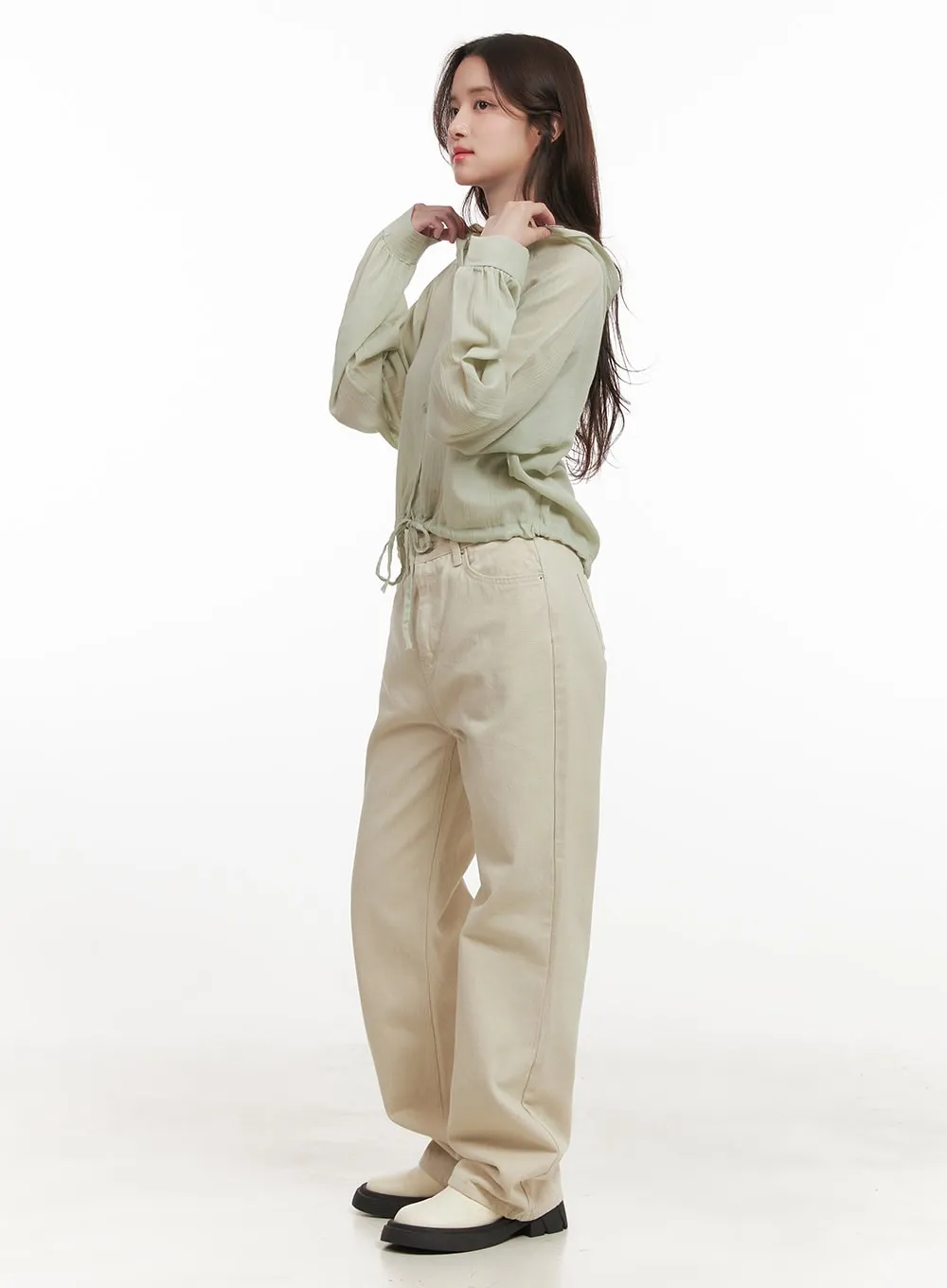 Fleece-Lined Wide-Leg Trousers CJ515