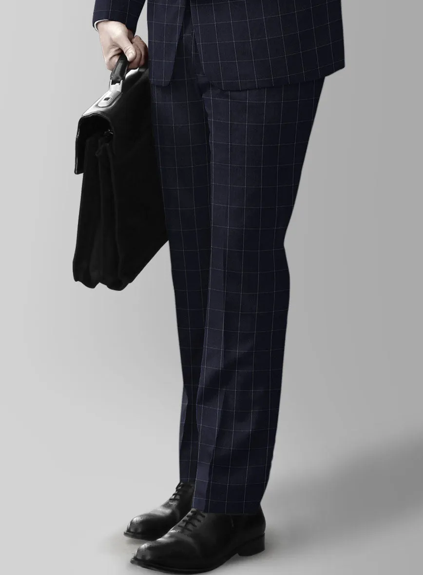 Italian Zergi Blue Windowpane Flannel Pants