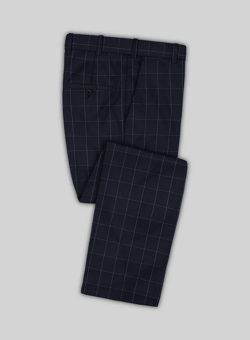 Italian Zergi Blue Windowpane Flannel Pants