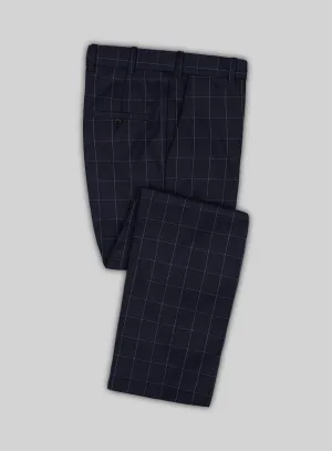 Italian Zergi Blue Windowpane Flannel Pants