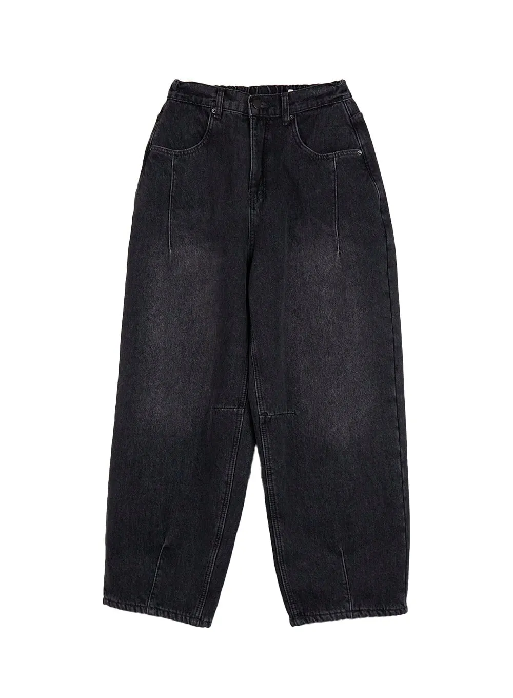 Jina Fleece-Lined Stitch Baggy Jeans CJ513