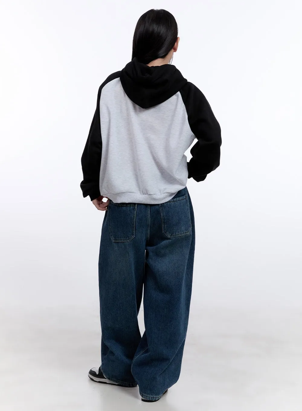 Jina Fleece-Lined Stitch Baggy Jeans CJ513