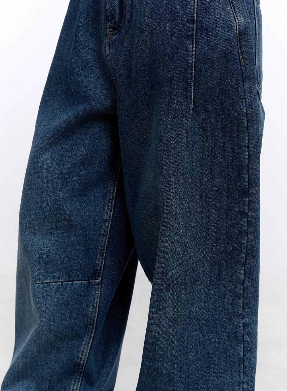 Jina Fleece-Lined Stitch Baggy Jeans CJ513