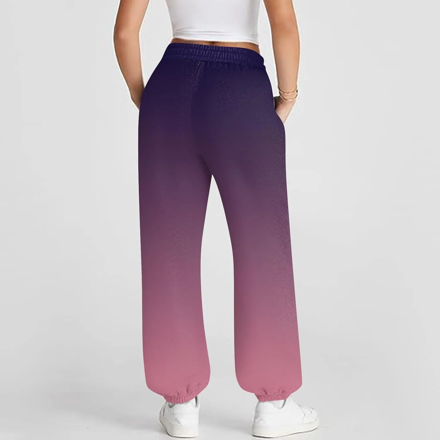 Jogger Sweatpants Women Trendy Tie Dye Athletic Fleece Lined Pants Crossover Low Waisted Sweatpants with Pockets