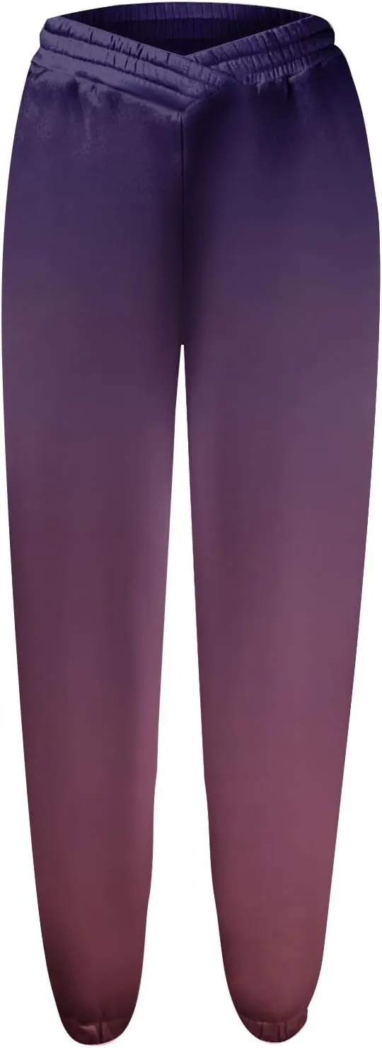 Jogger Sweatpants Women Trendy Tie Dye Athletic Fleece Lined Pants Crossover Low Waisted Sweatpants with Pockets