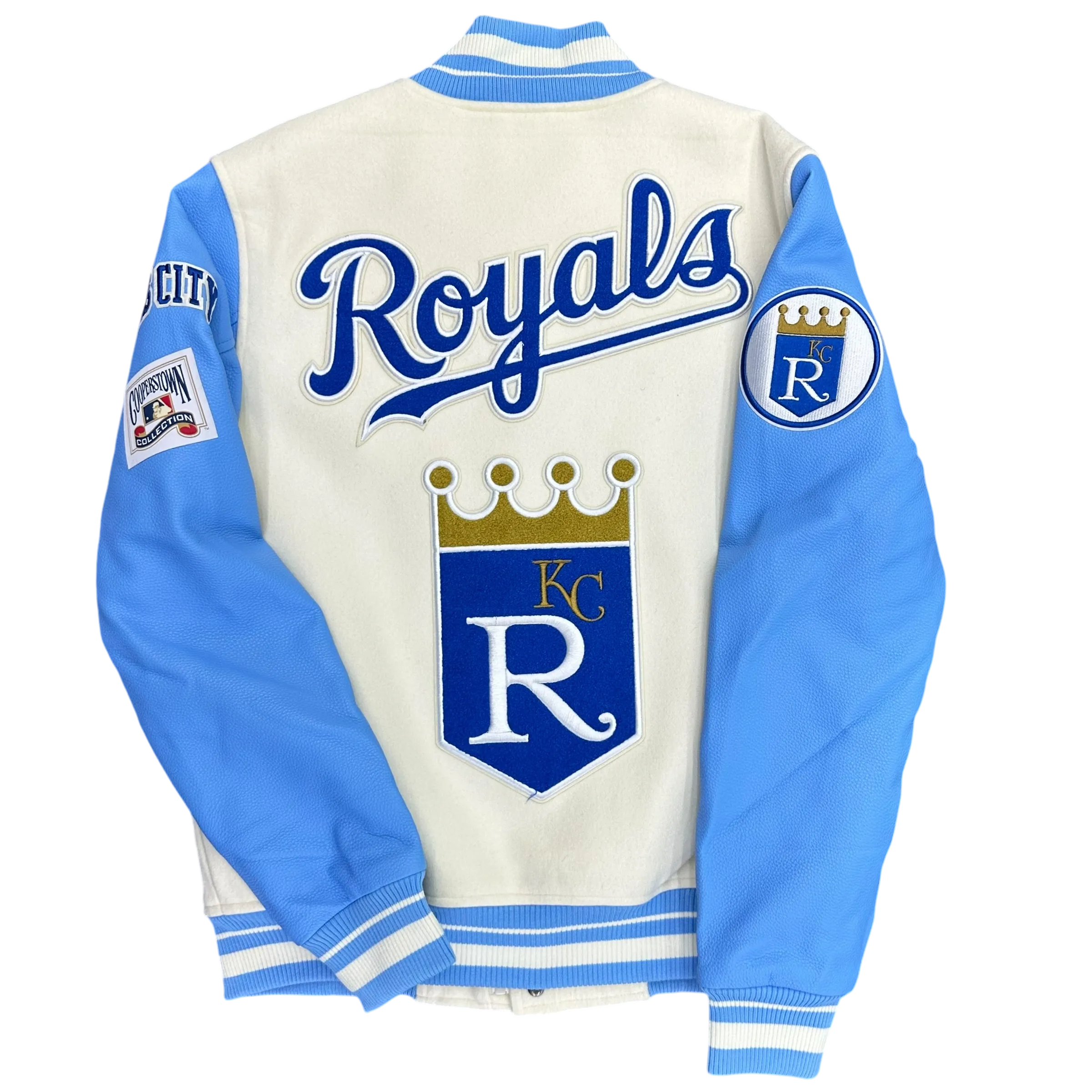Kansas City Royals Creme and Sky Blue Varsity Jacket