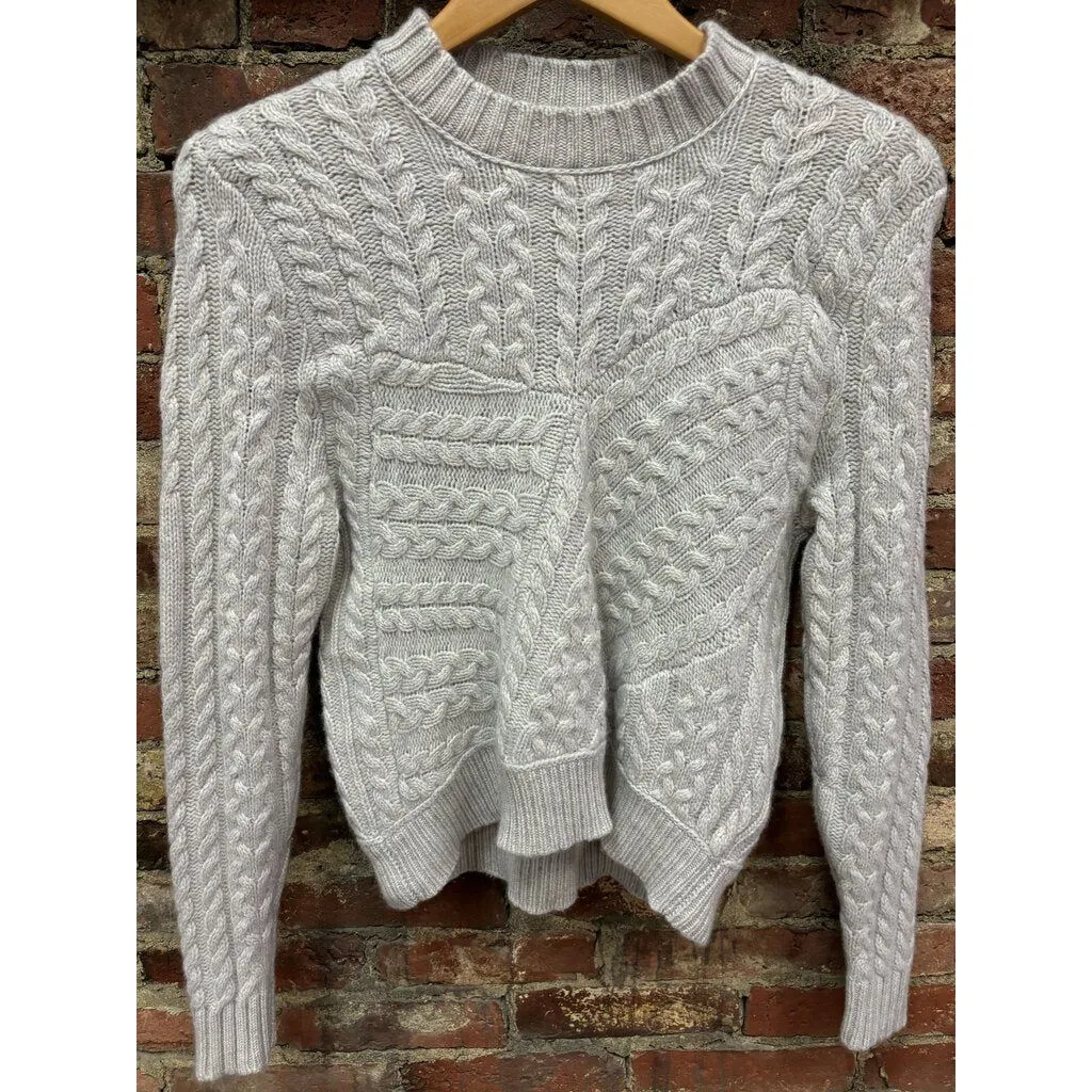 Kinross Cashmere Grey Cable Knit Sweater - Size Medium