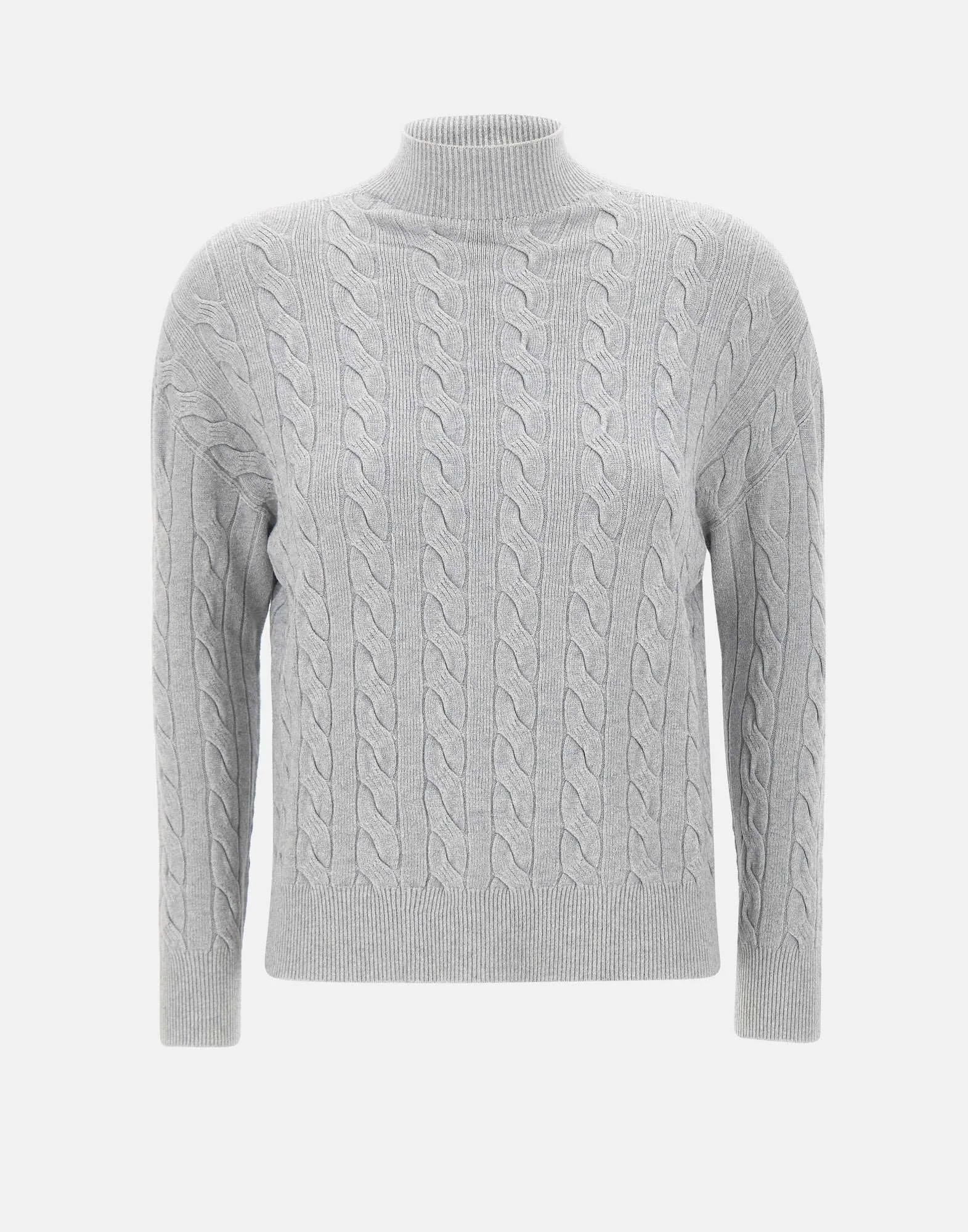 Light Grey Viscose Cable Knit Sweater