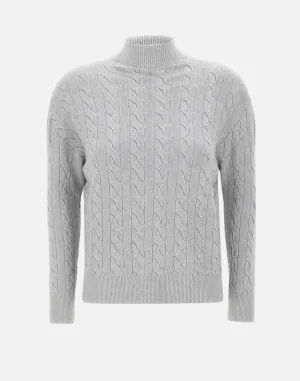 Light Grey Viscose Cable Knit Sweater
