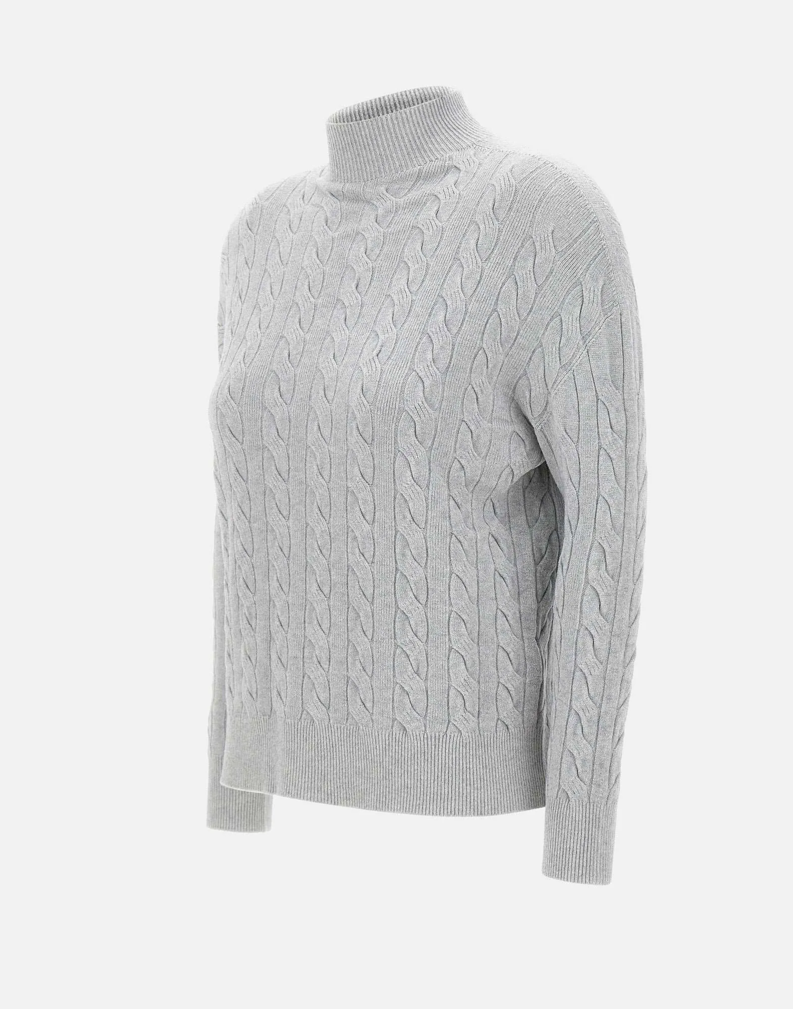 Light Grey Viscose Cable Knit Sweater