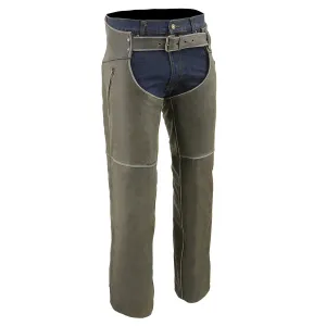 Milwaukee Leather Chaps for Men's Vintage Grey Slate Leather - Deep