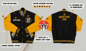 Personalized Sports Team Fan Varsity Wool Leather Embroidered Jacket