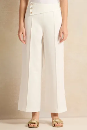 Senior Girls Cream Pants With Gold Buttons