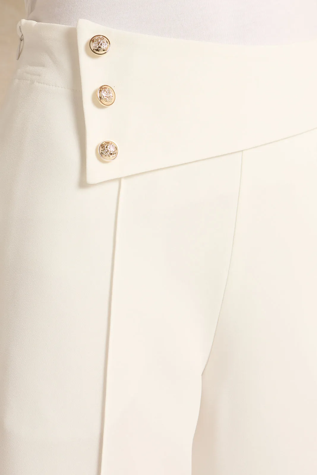 Senior Girls Cream Pants With Gold Buttons