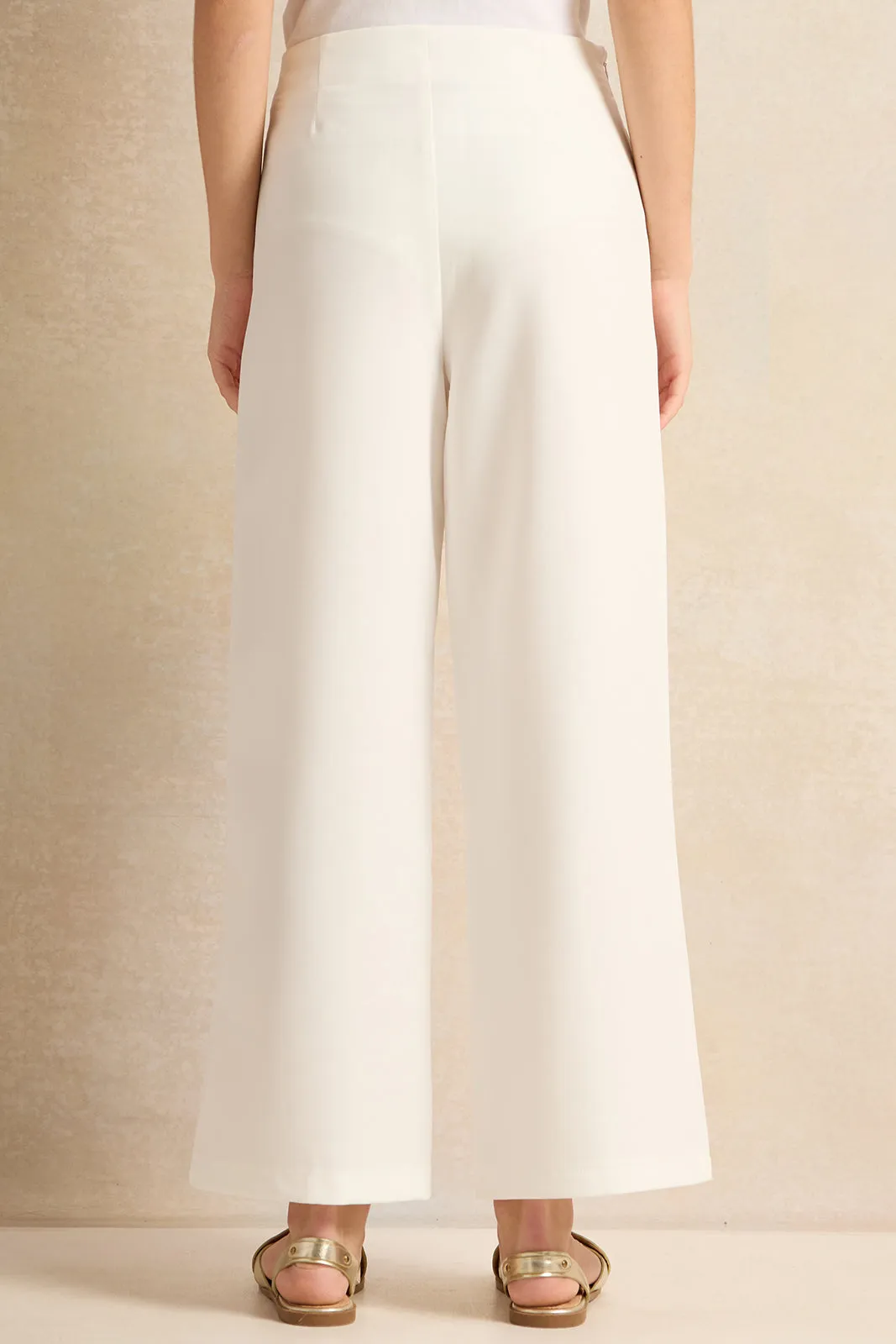 Senior Girls Cream Pants With Gold Buttons