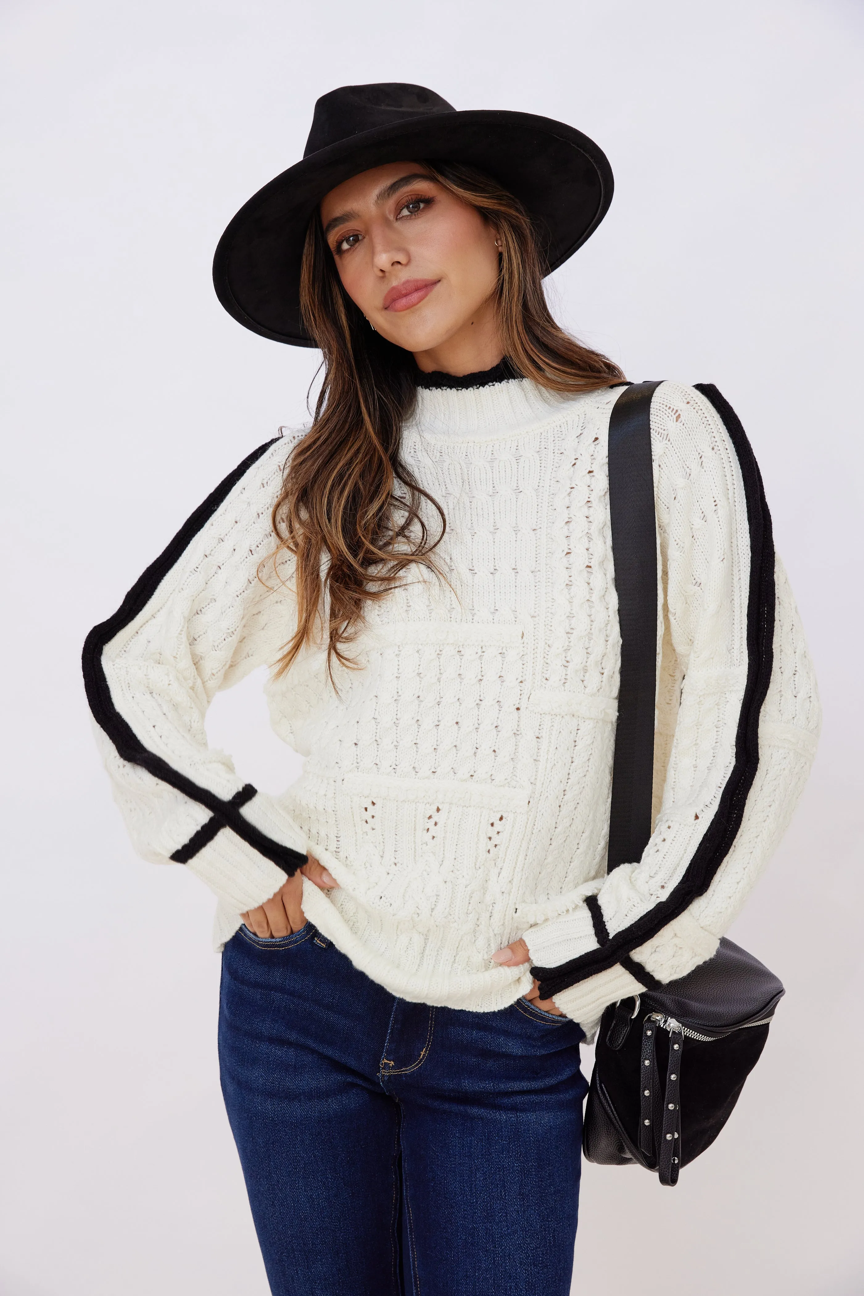 Tia Contrast Stitch Sweater
